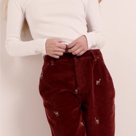 We The Free Free People FP Clifton Cord Wide Leg Jeans Rusty Red reindeer Sz 25 - Picture 2 of 16